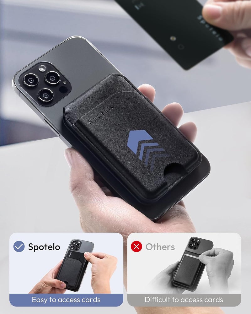 Spotelo Magnetic Wallet for iPhone, Compatible with MagSafe Adjustable Stand Wallet, RIFD Blocking Leather Magnetic Card Holder for iPhone 17/16/15/14/13/12 Series, Not for iPhone 13/12 Mini(Black) - Image 3